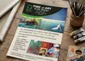 Flyer εκτύπωσης με ζωντανά χρώματα και καθαρό layout, ιδανικό για προωθητικές καμπάνιες και εκδηλώσεις.