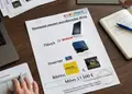 Προσαρμοσμένο flyer επιχείρησης με ζωντανά μπλε και κόκκινα χρώματα, ελκυστική διάταξη και προσεγμένα γραφικά.