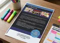 Flyer για προώθηση προσφορών με έντονα χρώματα και οργανωμένη διάταξη, ιδανικό για εκδηλώσεις και υπηρεσίες.