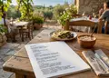 Κατάλογος café σε ζωντανά χρώματα με επαγγελματική διάταξη, ιδανικός για πιάτα και ροφήματα.
