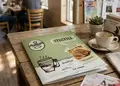 Κατάλογος café με κομψό σχέδιο, ζωντανά χρώματα και ευανάγνωστη διάταξη, ιδανικός για εστιατόρια.
