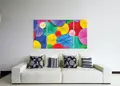 Πίνακας σε καμβά, αφηρημένο έργο, για μοντέρνο χώρο, με έντονες χρωματικές αντιθέσεις και δυναμικό στυλ.