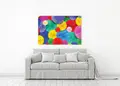 Πίνακας σε καμβά, αφηρημένο έργο, για μοντέρνο χώρο, με έντονες χρωματικές αντιθέσεις και δυναμικό στυλ.