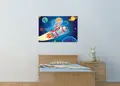 Πίνακας σε καμβά για παιδικό δωμάτιο, με αγαπημένες παιδικές εικόνες, σε ρεαλιστικό και μοντέρνο στυλ διακόσμησης.