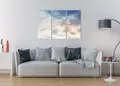 Πίνακας σε καμβά για χώρο που μπορεί να προορίζεται, με τοπίο ουρανών, ρεαλιστικό στυλ σε μοντέρνα διακόσμηση.