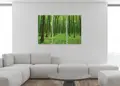 Πίνακας σε καμβά για χώρο που μπορεί να προορίζεται ως σαλόνι, με τοπίο δάσους, φιλικό προς τη φύση, σε αφηρημένο και μοντέρνο στυλ διακόσμησης.