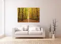 Πίνακας σε καμβά για χώρο που μπορεί να προορίζεται για σαλόνι, με τοπίο δάσους σε ρεαλιστικό στυλ, μοντέρνα διακόσμηση.