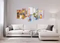Πίνακας σε καμβά για μοντέρνο χώρο, με αφηρημένα σχέδια σε έντονα χρώματα, στυλ διακόσμησης minimal.