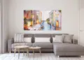 Πίνακας σε καμβά για μοντέρνο χώρο, με αφηρημένα σχέδια σε έντονα χρώματα, στυλ διακόσμησης minimal.