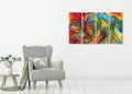 Πίνακας σε καμβά για μοντέρνο χώρο, αφηρημένο έργο με φωτεινά χρώματα.