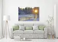 Πίνακας σε καμβά για χώρο που μπορεί να προορίζεται για σαλόνι, τοπίο με ποτάμι και φύση, αφηρημένο στυλ, μοντέρνα διακόσμηση.