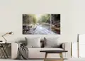Πίνακας σε καμβά τοπίου, με εικόνα ποταμού σε φυσικό σκηνικό, μοντέρνο στυλ διακόσμησης.