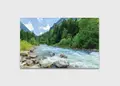 Πίνακας σε καμβά για χώρο που μπορεί να προορίζεται για σαλόνι, με τοπίο ποταμού, αφηρημένο στυλ, μοντέρνα διακόσμηση.