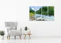 Πίνακας σε καμβά για χώρο που μπορεί να προορίζεται για σαλόνι, με τοπίο ποταμού, αφηρημένο στυλ, μοντέρνα διακόσμηση.