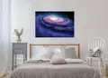 Πίνακας σε καμβά για χώρο που μπορεί να προορίζεται για γραφείο, με θέμα το διάστημα, σε αφηρημένο στυλ και μοντέρνα διακόσμηση.