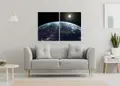 Πίνακας σε καμβά για χώρο που μπορεί να προορίζεται ως γραφείο, με θέμα το διάστημα, σε αφηρημένο και μοντέρνο στυλ διακόσμησης.