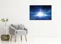 Πίνακας σε καμβά για χώρο που μπορεί να προορίζεται για χαλάρωση, με θέμα το διάστημα, σε αφηρημένο και μοντέρνο στυλ διακόσμησης.
