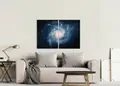 Πίνακας σε καμβά για το δωμάτιο του ζωγράφου, θέμα το διάστημα, με αφηρημένο στυλ και μοντέρνα διακόσμηση.