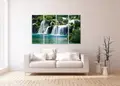Πίνακας σε καμβά για χώρο που μπορεί να προορίζεται για καθιστικό, με τοπίο καταρράκτη, σε ρεαλιστικό και μοντέρνο στυλ διακόσμησης.