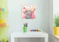 Πίνακας σε καμβά για παιδικό δωμάτιο, με φιλικά σχέδια, ρεαλιστικό στυλ και μοντέρνα διακόσμηση.