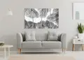 Πίνακας σε καμβά για χώρο που μπορεί να προορίζεται για καθιστικό, ασπρόμαυρη εικόνα, με μοντέρνο στυλ διακόσμησης.