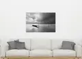 Πίνακας σε καμβά για μοντέρνο χώρο, με ασπρόμαυρη εικόνα, αφηρημένο στυλ και minimal διακόσμηση.