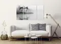 Πίνακας σε καμβά για μοντέρνο χώρο, ασπρόμαυρη εικόνα, αφηρημένο στυλ.