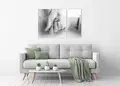 Πίνακας σε καμβά για μοντέρνο χώρο με ασπρόμαυρη εικόνα, αφηρημένο στυλ και minimal διακόσμηση.
