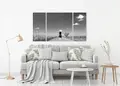 Πίνακας σε καμβά για μοντέρνο χώρο, με ασπρόμαυρη εικόνα, αφηρημένο στυλ.