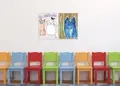 Πίνακας σε καμβά για παιδικό δωμάτιο, με ζωγραφιά παιδικών χαρακτήρων, σε αφηρημένο και μοντέρνο στυλ διακόσμησης.