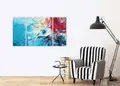 Πίνακας σε καμβά σε αφηρημένο στυλ, ιδανικός για μοντέρνο χώρο, με έντονα χρώματα.