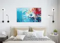 Πίνακας σε καμβά σε αφηρημένο στυλ, ιδανικός για μοντέρνο χώρο, με έντονα χρώματα.