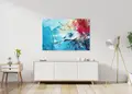 Πίνακας σε καμβά σε αφηρημένο στυλ, ιδανικός για μοντέρνο χώρο, με έντονα χρώματα.
