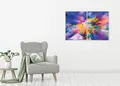 Πίνακας σε καμβά αφηρημένων εικόνων, με έντονα χρώματα, για μοντέρνο χώρο.