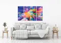 Πίνακας σε καμβά αφηρημένων εικόνων, με έντονα χρώματα, για μοντέρνο χώρο.