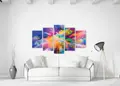 Πίνακας σε καμβά αφηρημένων εικόνων, με έντονα χρώματα, για μοντέρνο χώρο.