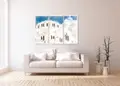 Πίνακας σε καμβά για τον χώρο που μπορεί να προορίζεται, τοπίο φύσης με αφηρημένο στυλ και μοντέρνα διακόσμηση.