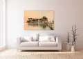 Πίνακας σε καμβά για χώρο που μπορεί να προορίζεται για σαλονάκι, με τοπίο, σε ρεαλιστικό στυλ και μοντέρνα διακόσμηση.