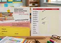 Καρτέλα διδάκτρων με ζωντανά χρώματα και κομψό σχέδιο, σχεδιασμένη για φροντιστήρια.