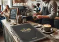 Κατάλογος café με μοντέρνο σχέδιο, φωτεινά χρώματα και ζωντανές εικόνες πιάτων και ροφημάτων.