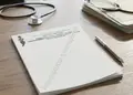 Συνταγολόγιο με κομψό σχέδιο, καθαρές γραμμές και χαρτί ανθεκτικό, ιδανικό για ιατρεία.