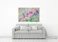 Πίνακας σε καμβά για σαλόνι, με αφηρημένα σχέδια σε μοντέρνο στυλ διακόσμησης.