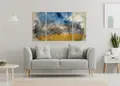 Πίνακας σε καμβά για χώρο που μπορεί να προορίζεται ως σαλόνι, τοπίο με φύση, αφηρημένο στυλ, μοντέρνα διακόσμηση.