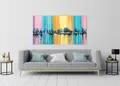 Πίνακας σε καμβά για εσωτερικό χώρο, αφηρημένο στυλ με έντονα χρώματα, μοντέρνα διακόσμηση.