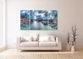 Πίνακας σε καμβά για χώρο που μπορεί να προορίζεται ως σαλόνι, τοπίο με αφηρημένο στυλ, μοντέρνα διακόσμηση.