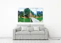 Πίνακας σε καμβά για χώρο που μπορεί να προορίζεται ως σαλόνι, με τοπίο, σε ρεαλιστικό και μοντέρνο στυλ διακόσμησης.