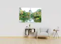 Πίνακας σε καμβά για χώρο που μπορεί να προορίζεται για σαλόνι, τοπίο με φυσικά στοιχεία, σε μοντέρνο και αφηρημένο στυλ.