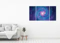 Πίνακας σε καμβά για χώρο που μπορεί να προορίζεται για το γραφείο, με θέμα το διάστημα, σε αφηρημένο στυλ και μοντέρνα διακόσμηση.
