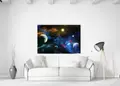 Πίνακας σε καμβά για το δωμάτιο του διάσημου έργου, με θέμα το διάστημα σε αφηρημένο και μοντέρνο στυλ διακόσμησης.