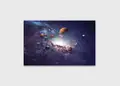 Πίνακας σε καμβά για χώρος που μπορεί να προορίζεται για το γραφείο, με θέμα το διάστημα, αφηρημένο στυλ, μοντέρνα διακόσμηση.
